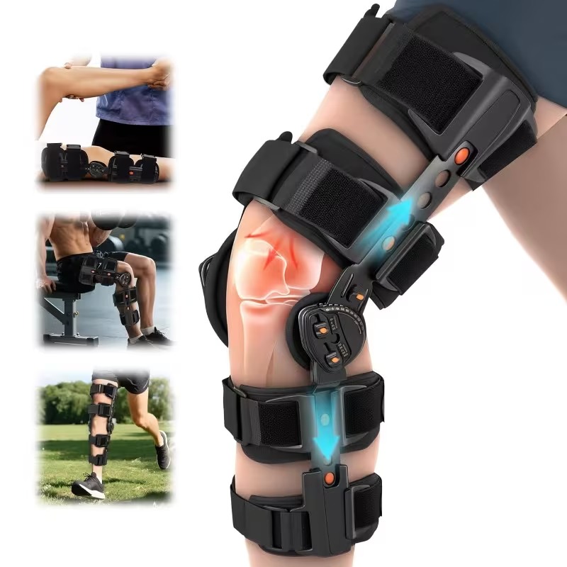 Hinged Knee Support Brace with Side Stabilizers